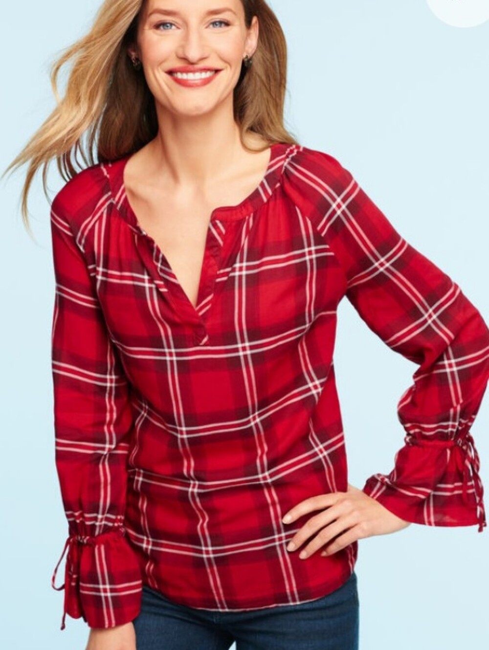Talbots Popover Plaid Blouse Sz XLP